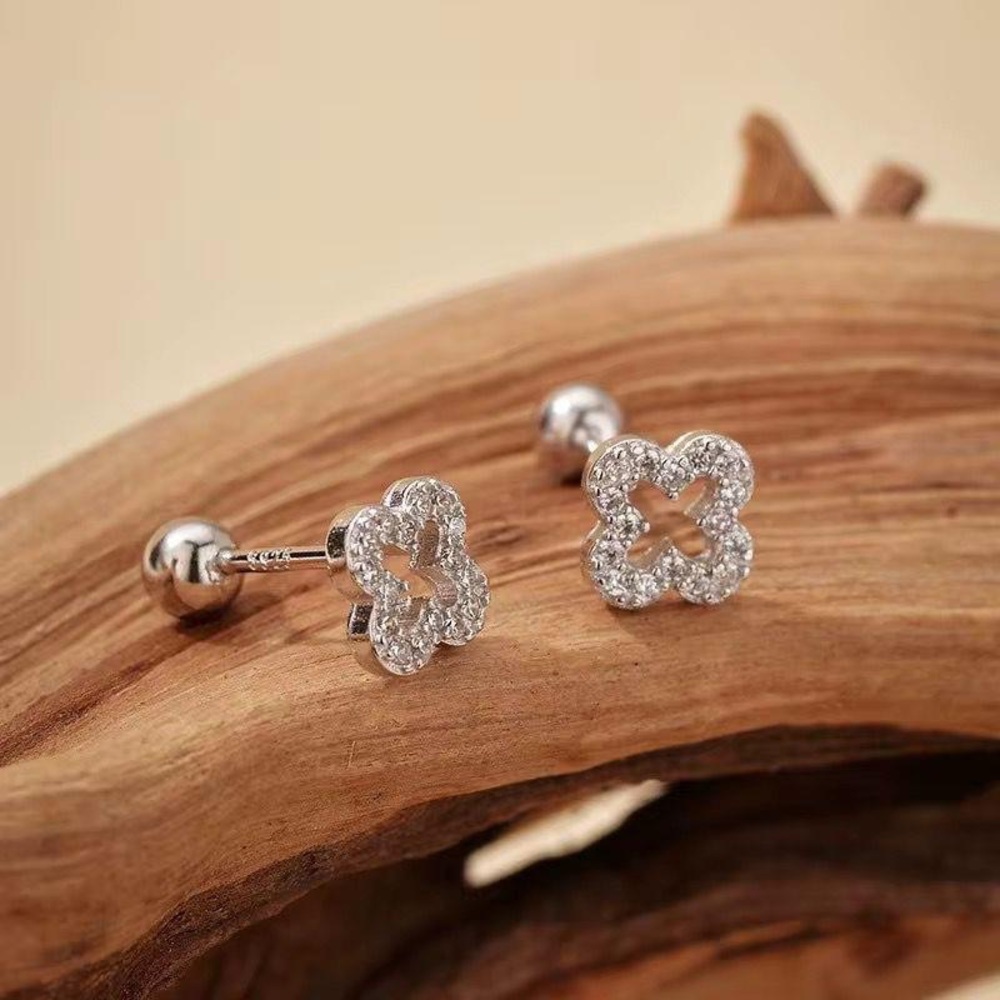 Dazzling Silver Floral Stud Earrings
